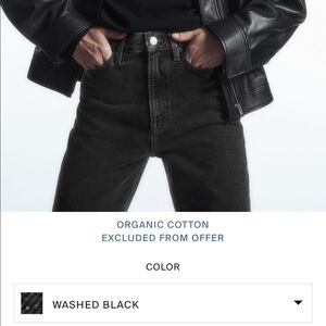 COS washed black tapered leg high rise jeans